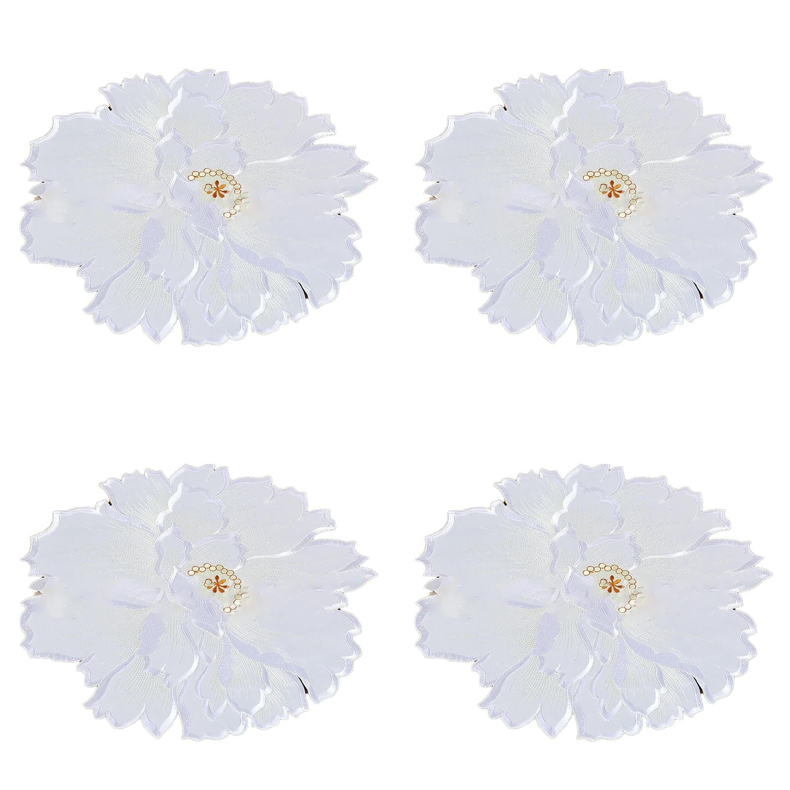 4 Pcs Flower Placemat,3D Flower Placemats,Flower Shape Placemat,Heat-Resistant And Washable Placemat for Dining Table,Tablemats Kitchen Table Setting Decorative for Wedding Holiday Dining Table,Red White