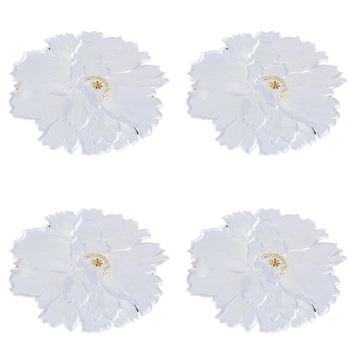 4 Pcs Flower Placemat,3D Flower Placemats,Flower Shape Placemat,Heat-Resistant And Washable Placemat for Dining Table,Tablemats Kitchen Table Setting Decorative for Wedding Holiday Dining Table,Red White