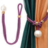 Adjustable Big Pearl Curtain Tiebacks, Hand Woven Curtain TieBack, Decorative Rope Holdbacks for Curtains, Curtain Ties for Home Bedroom Decorative Curtain, 1 Pcs, 21.56x1.57 21.56" x 1.57" Grey