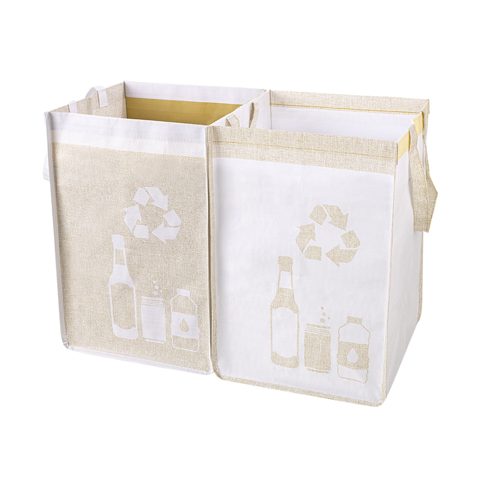 2 Pcs Separate Recycling Waste Bags,Recycle Waste Bag for Kitchen Home,Recycling Organizer,Reusable Recycling Bags,Indoor Recycling Trash Sorting Organizer,Reusable And Waterproof,(D,12x12x17 in) D