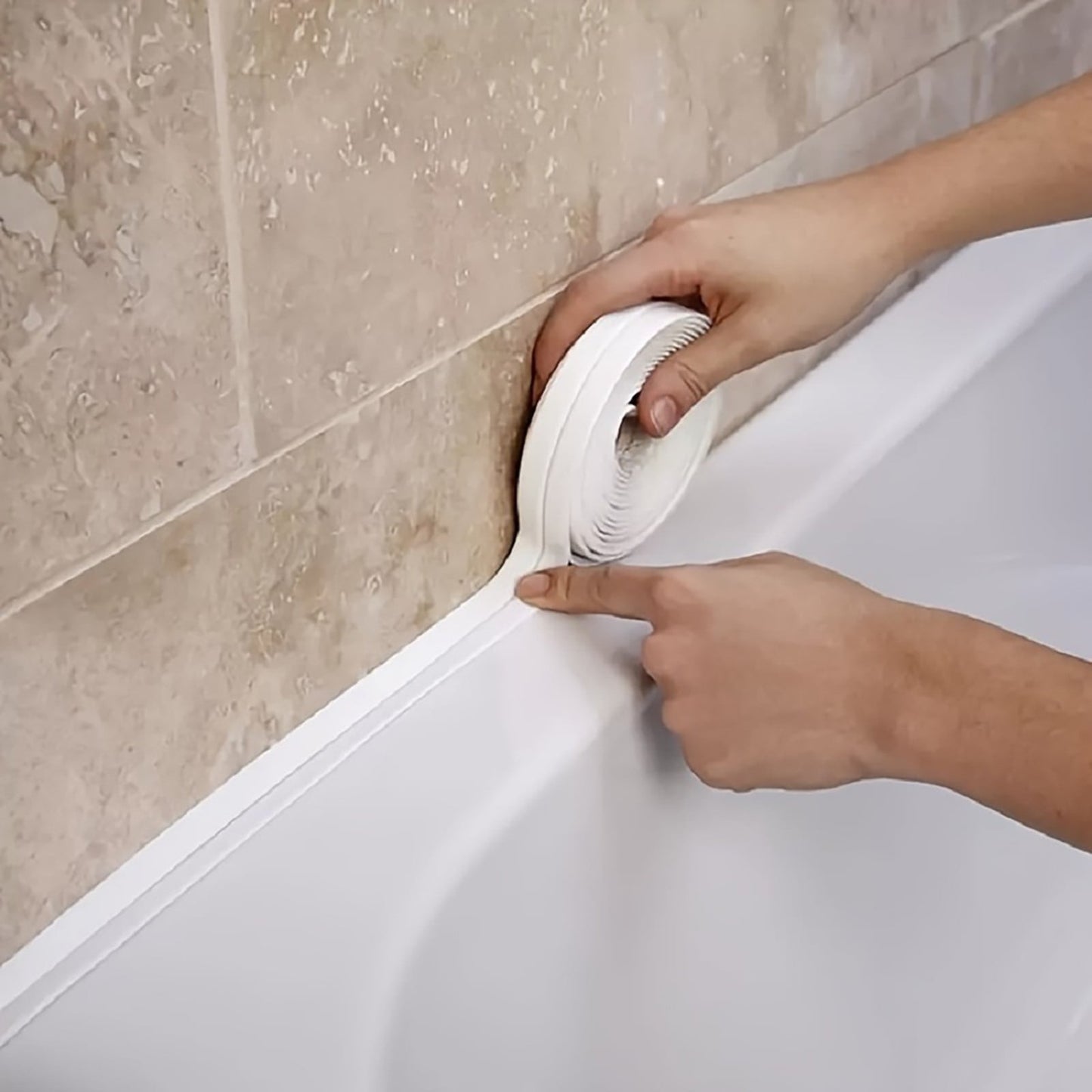 Caulk Tape, Caulking Tape, Toilet Caulk Sealing Strip, Bathtub Caulking Sealant Tape for Kitchen, Bathroom, Countertop, Sink, Floor Wall Edge Protector, 1 Roll 1.18" x 10.5 Ft White*1