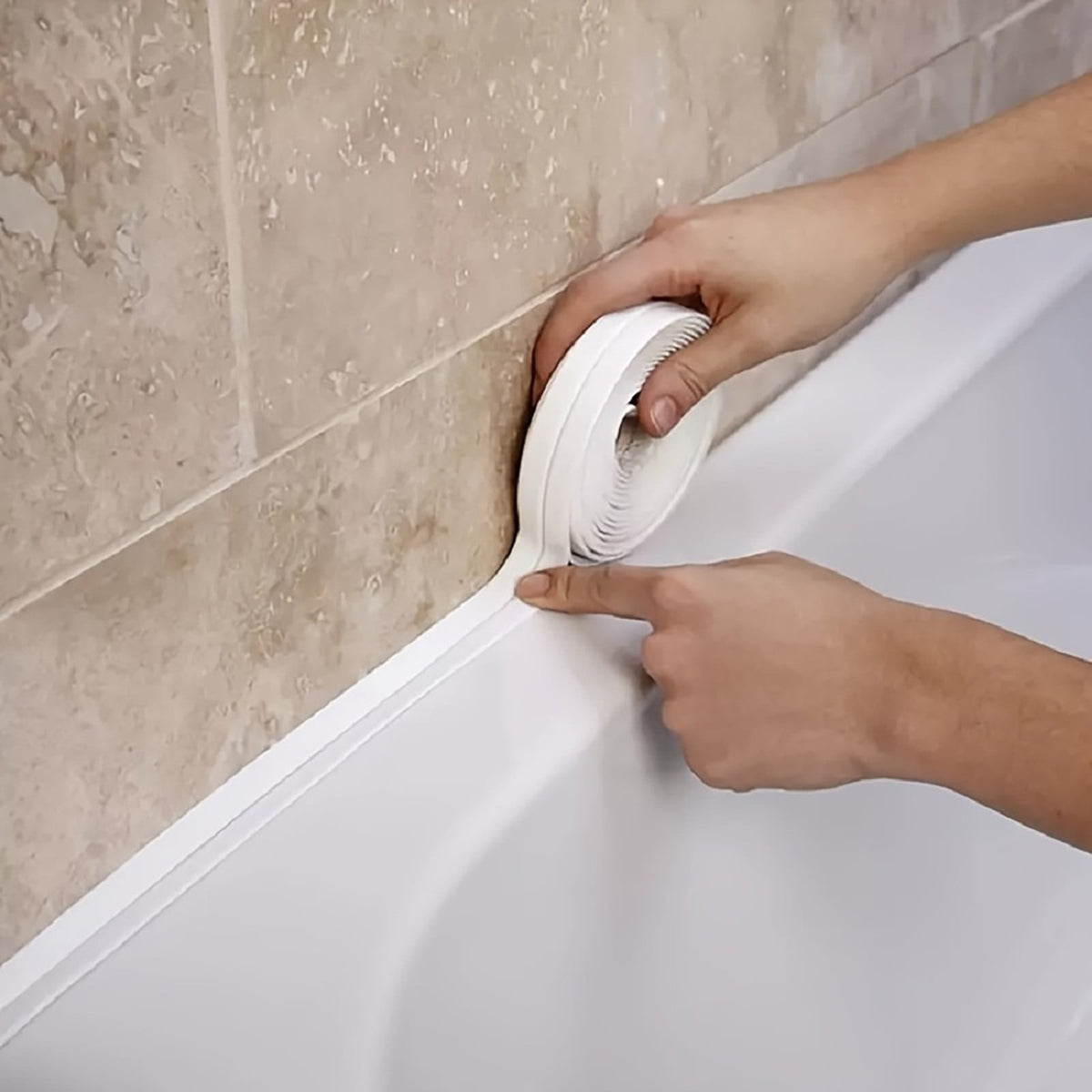 Caulk Tape, Caulking Tape, Toilet Caulk Sealing Strip, Bathtub Caulking Sealant Tape for Kitchen, Bathroom, Countertop, Sink, Floor Wall Edge Protector, 1 Roll 1.18" x 10.5 Ft White*1