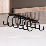 Under Cabinet Storage Mug Hooks, Under Cabinet Utensil Holder Hanger Hook, Double Sided Utensil Racks Coffee Mug Holder for Kitchen Storage, 12 Hooks, 10.03x3.15x2.75 17" x 7" Black