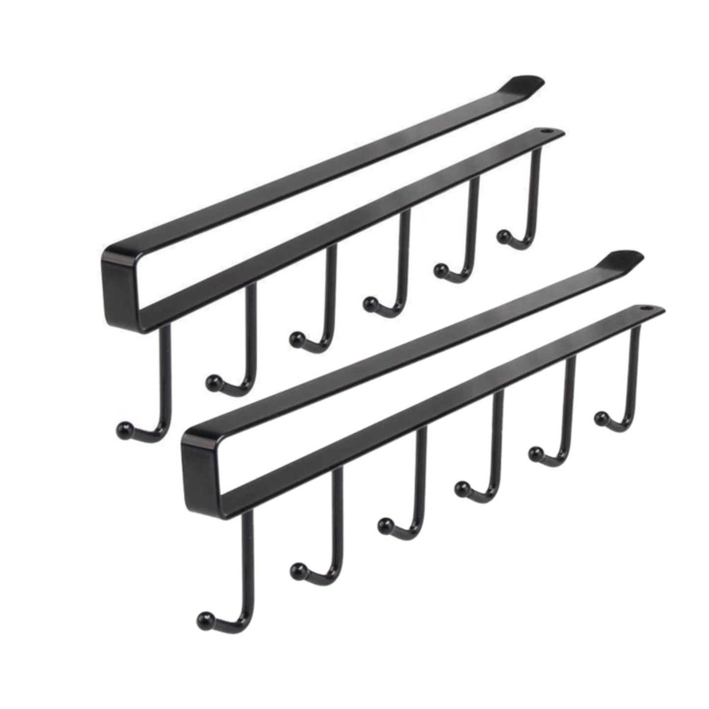 Under Cabinet Storage Mug Hooks, Under Cabinet Utensil Holder Hanger Hook, Double Sided Utensil Racks Coffee Mug Holder for Kitchen Storage, 12 Hooks, 10.03x3.15x2.75 10.43" x 2.95" Black/2 Pack
