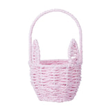Woven Breads Baskets, Oval Small Fruit Baskets, Stackable Plastic Wicker Baskets for Serving Vegetables, Kitchen, Restaurant, Outdoor, Imitation Rattan, 1 Pcs, 7.48x5.11x2.75 4.88" x 8.19" Pink