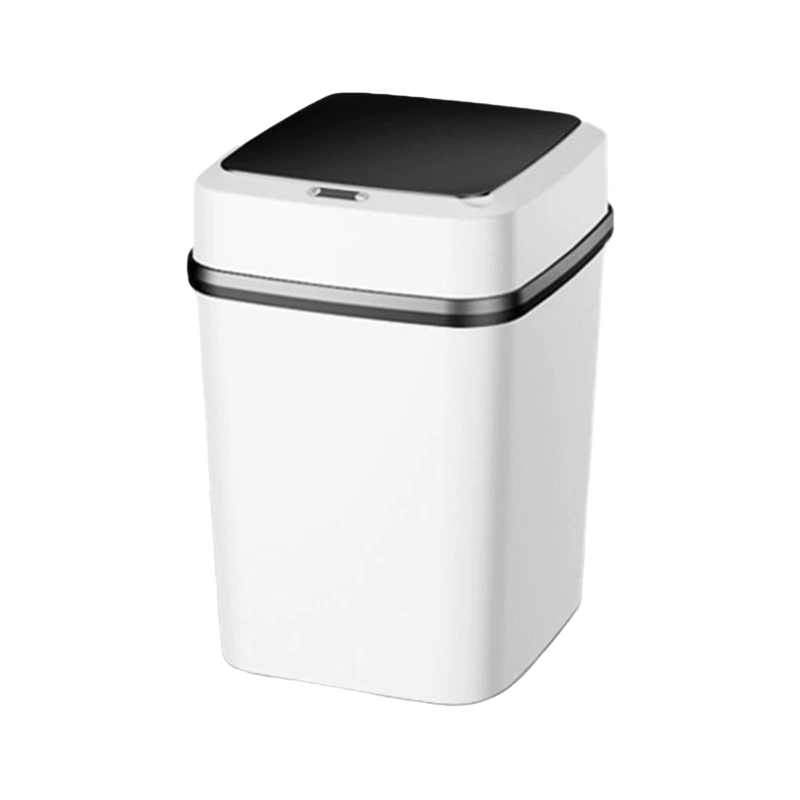 Smart Sensor Trash Can with Auto-Open Lid, Odor-Proof Sealed Design for Kitchen Bathroom Living Room, Long Battery Life and Hands-Free Operation, Modern Automatic Garbage Bin for Home Use White