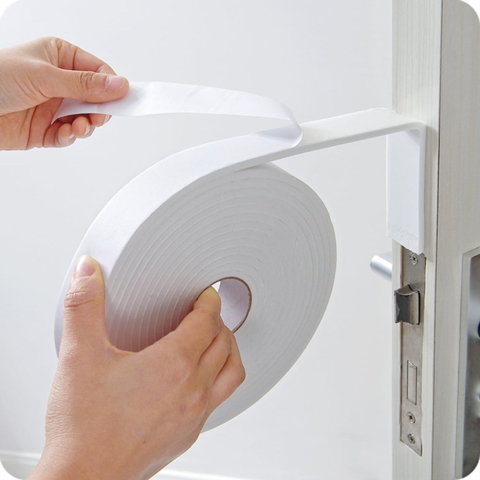 Strong Adhesive Foam Weather Stripping, High Density Weatherproof Weather Stripping Door Seal Strip for Sliding Door, Window, Noise-Reduction Foam Sealing Strip, 1 Roll 1.18 In x 16.4 Ft White*2 Roll