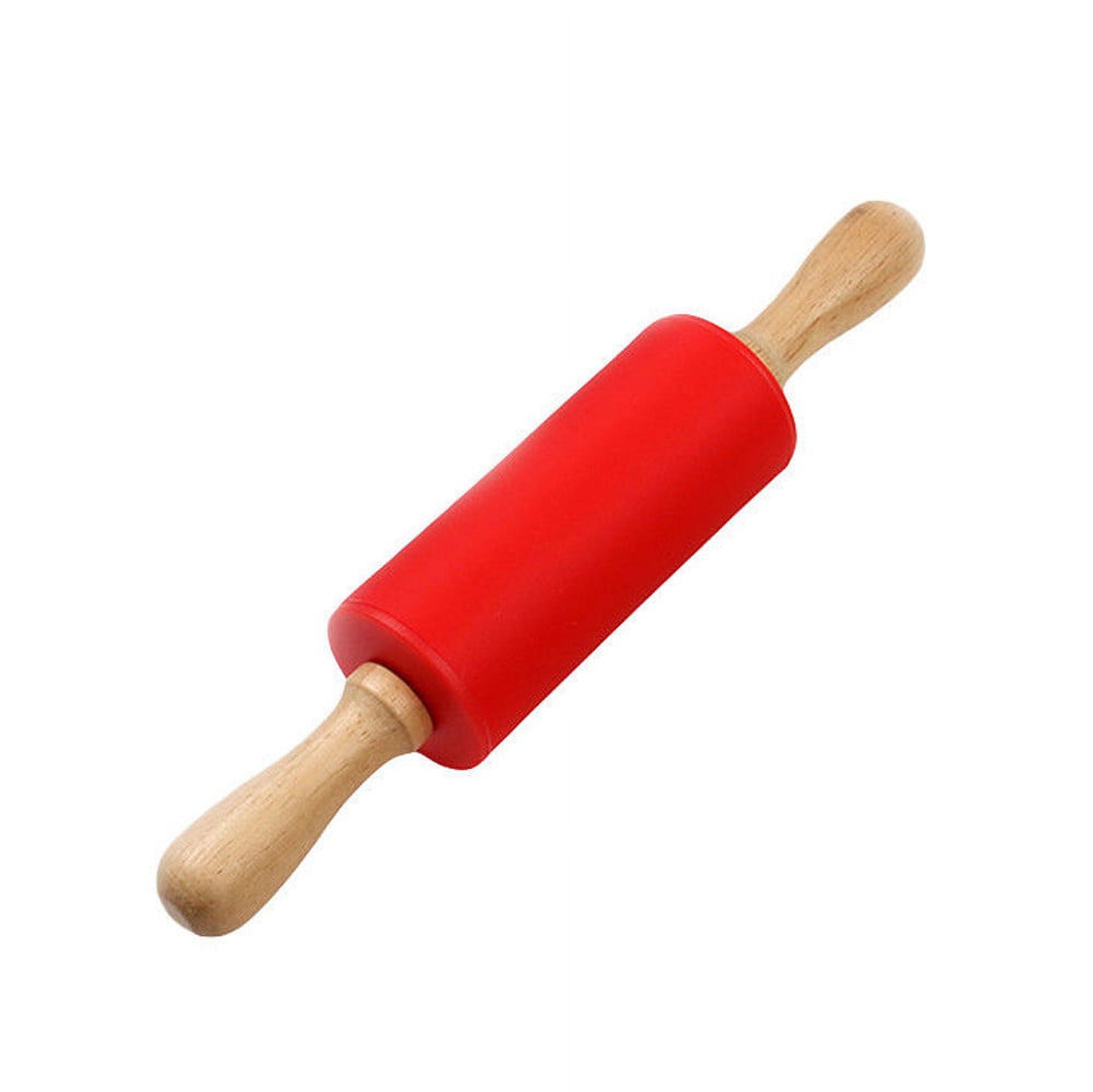 Mini Silicone Rolling Pin, Small Dough Roller with Wood Handle, Non-stick Rolling Pins with Handle, for Craft Kitchen Dough Cookie Pastry Fondant Cake, 1 Pcs, 8.86 Inches 8.86" Green*1
