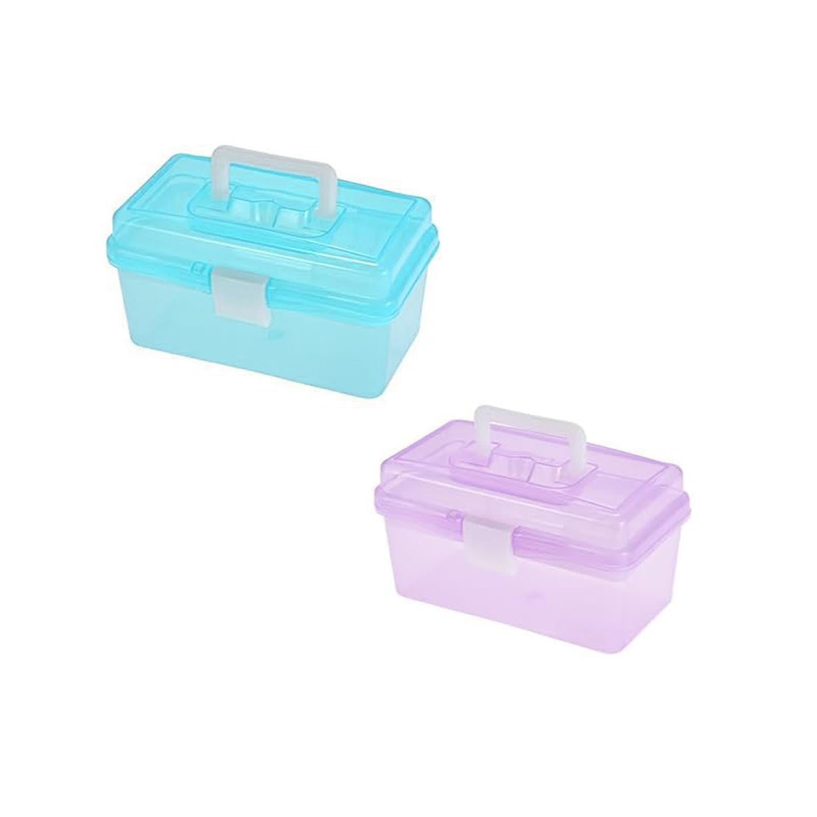 Transparent Storage Box, Clear Storage Latch Box Plastic Container Plastic Carrying Case with Handle and Latches for Home Desktop, 1 Pcs, 7.68x4.13x4.33 7.87" x 4.72" x 4.13" Green*1+Purple*1