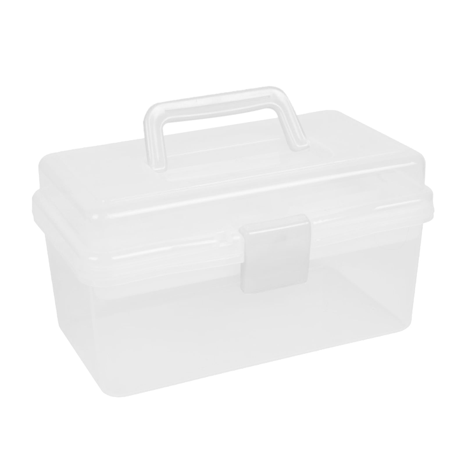 Transparent Storage Box, Clear Storage Latch Box Plastic Container Plastic Carrying Case with Handle and Latches for Home Desktop, 1 Pcs, 7.68x4.13x4.33 7.08" x 3.54" x 4.13" White