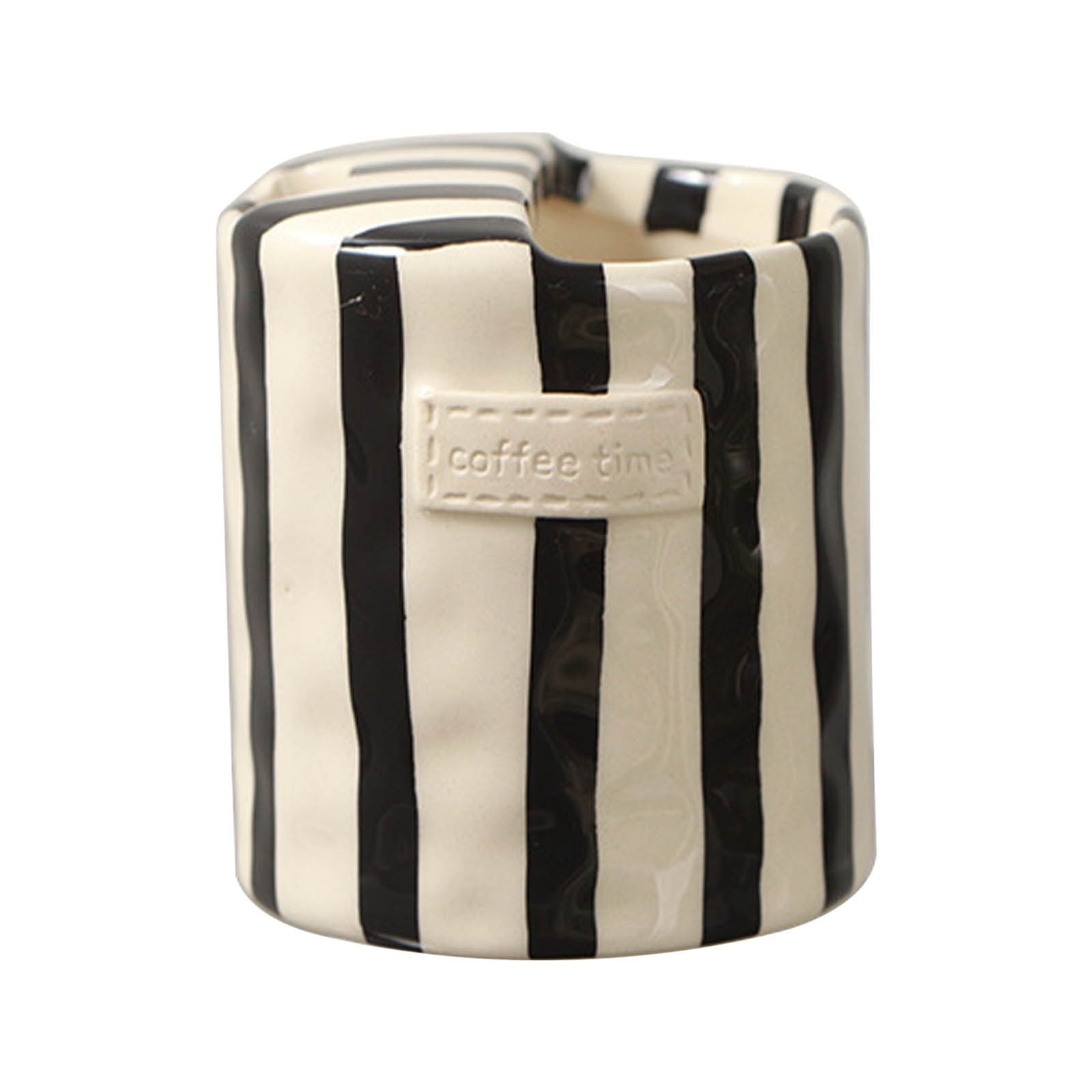 Coffee Mug Espresso Cup,Ceramic Coffee Mugs Porcelain Coffee Cup Hand-Painted Striped Art Multiple Use for Kitchen,Dining,300ml European Vintage Cup,Underglaze Colored Striped Double-Enjoys Black