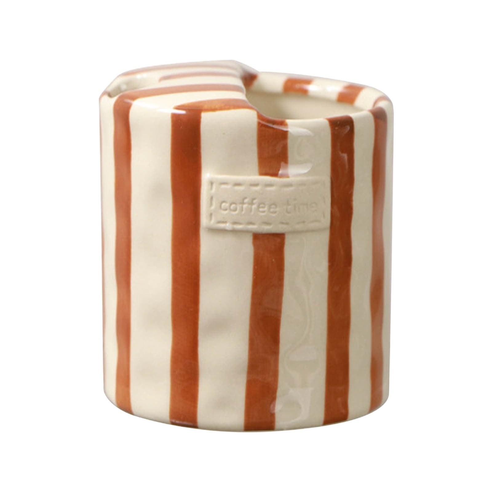 Coffee Mug Espresso Cup,Ceramic Coffee Mugs Porcelain Coffee Cup Hand-Painted Striped Art Multiple Use for Kitchen,Dining,300ml European Vintage Cup,Underglaze Colored Striped Double-Enjoys Brown