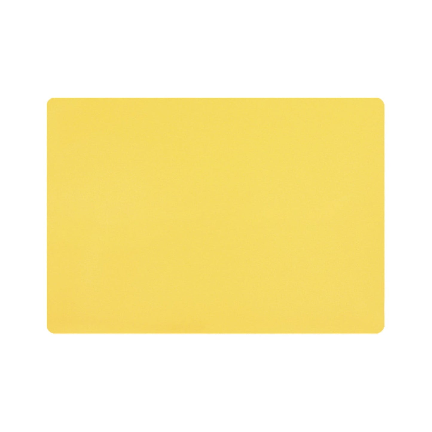 Yellow plastic placemat with a textured surface.