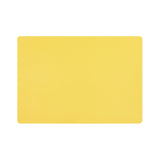 Yellow plastic placemat with a textured surface.