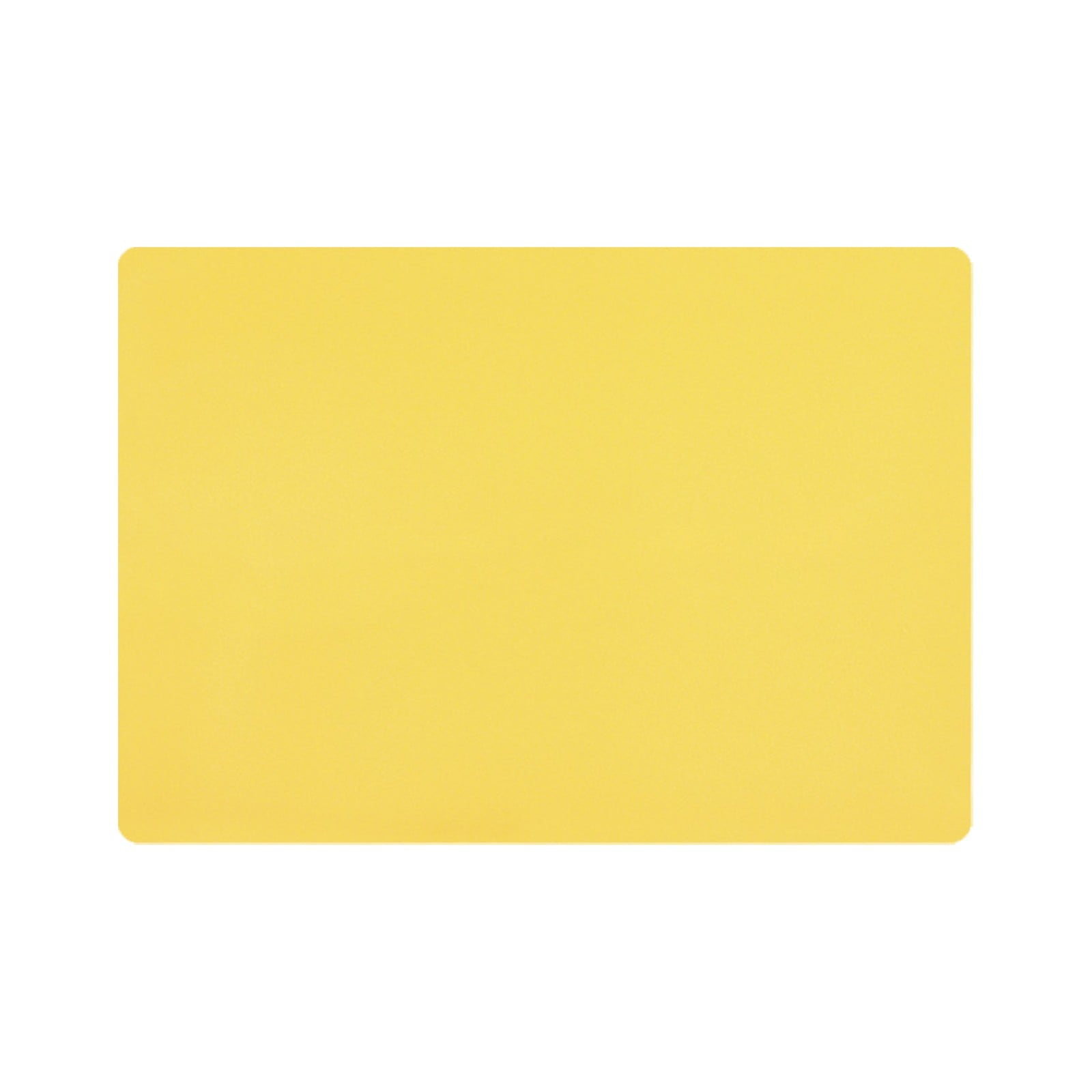 Yellow plastic placemat with a textured surface.