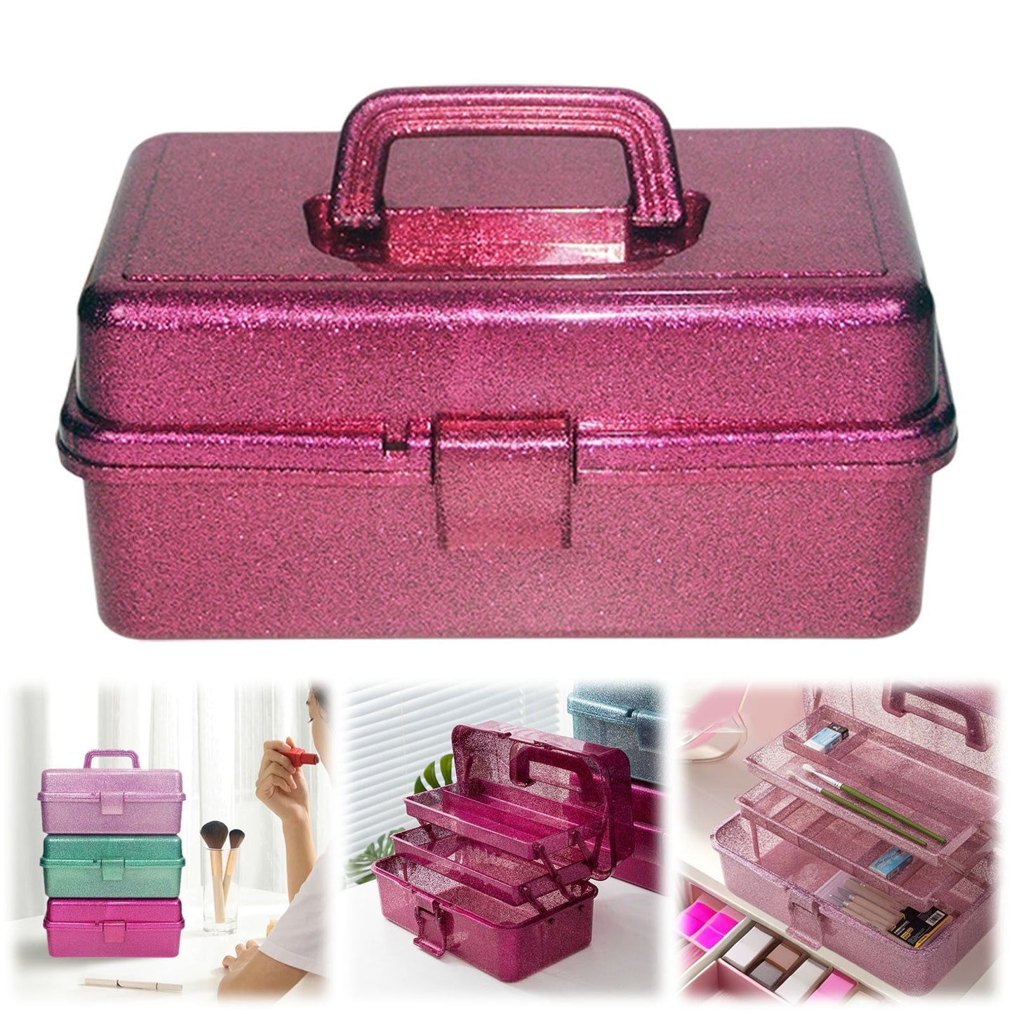 Plastic Storage Bins With Lid and Handle, Plastic Latch Storage Box, Stackable Storage Container, Small Plastic Storage Basket, Cute Organizer Box for Home, Office, 1 Pcs, 7.68x4.13x4.33 12.99" x 5.7" x 7.67" Red
