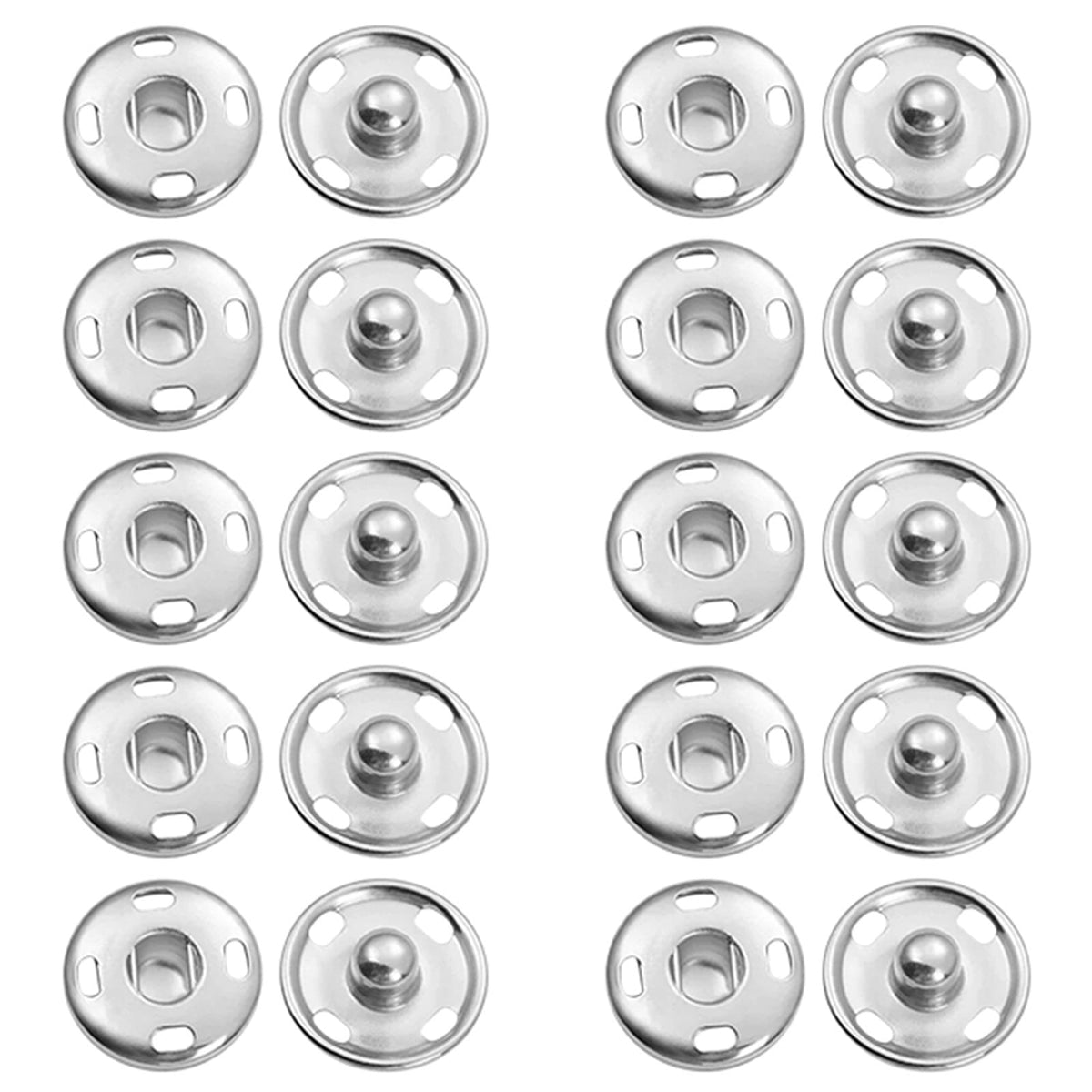 Snap Buttons for Clothes, Heavy Duty Metal Snaps for Fabric, 15mm Metal Sewing Snaps, Press Studs for Sewing Clothes Jeans Handbag DIY Craft Projects (Silver/10 Sets) 0.59 Inches 0.59" Silver*30 Set