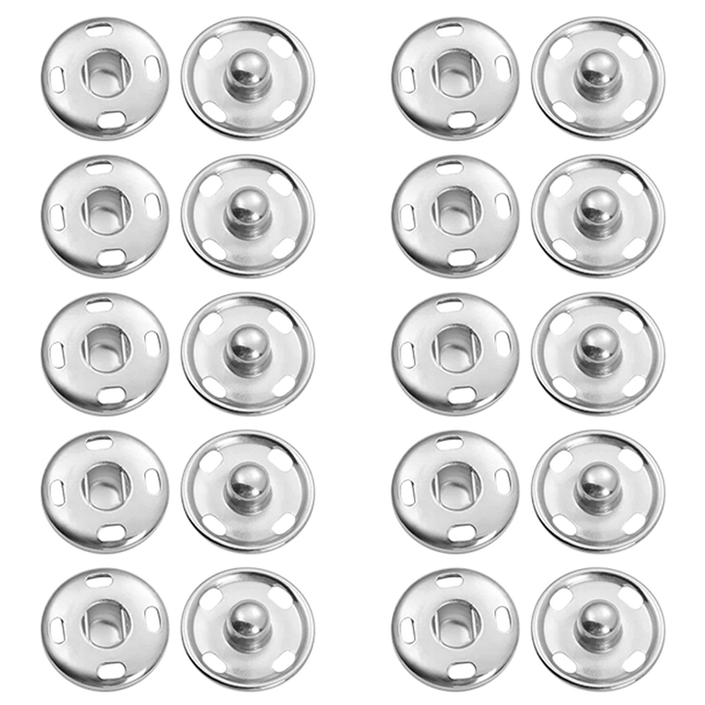 Snap Buttons for Clothes, Heavy Duty Metal Snaps for Fabric, 15mm Metal Sewing Snaps, Press Studs for Sewing Clothes Jeans Handbag DIY Craft Projects (Silver/10 Sets) 0.59 Inches 0.59" Silver*40 Set
