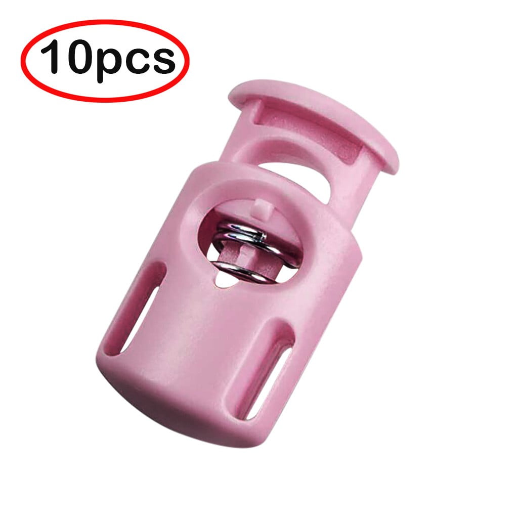 10 Pcs Cord Locks,Plastic Spring Cord Locks, Single Hole Toggle Drawstring Clip Stoppers,Fastener Slider Luggage Lanyard Stopper for Drawstrings, Paracord, Shoelaces, Bags, Clothing, and More(Pink) Pink