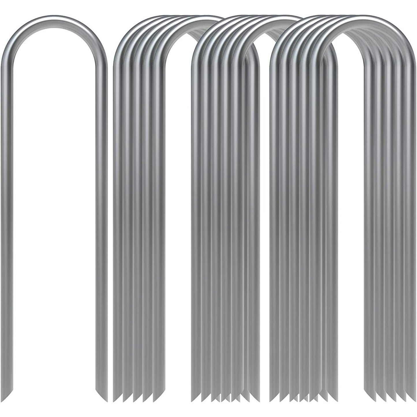 Landscape Staples, Galvanized Garden Stakes, 11 Gauge Heavy Duty U-Shaped Ground Stakes for Weed Barrier Fabric, Irrigation Tubing, Fence, Outdoor Decorations, 16 Pcs, 6.0x1.5 6.0" x 1.5" Silver