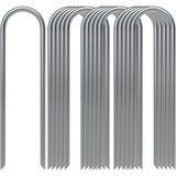 Landscape Staples, Galvanized Garden Stakes, 11 Gauge Heavy Duty U-Shaped Ground Stakes for Weed Barrier Fabric, Irrigation Tubing, Fence, Outdoor Decorations, 16 Pcs, 6.0x1.5 6.0" x 1.5" Silver