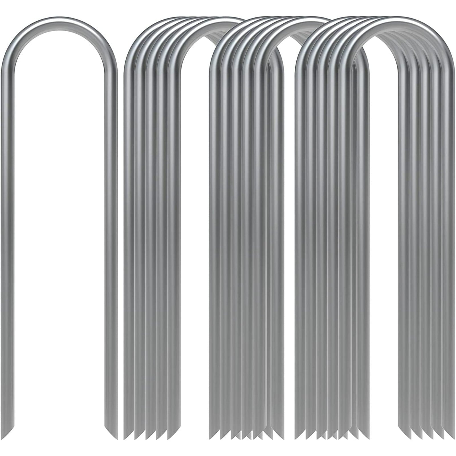 Landscape Staples, Galvanized Garden Stakes, 11 Gauge Heavy Duty U-Shaped Ground Stakes for Weed Barrier Fabric, Irrigation Tubing, Fence, Outdoor Decorations, 16 Pcs, 6.0x1.5 6.0" x 1.5" Silver