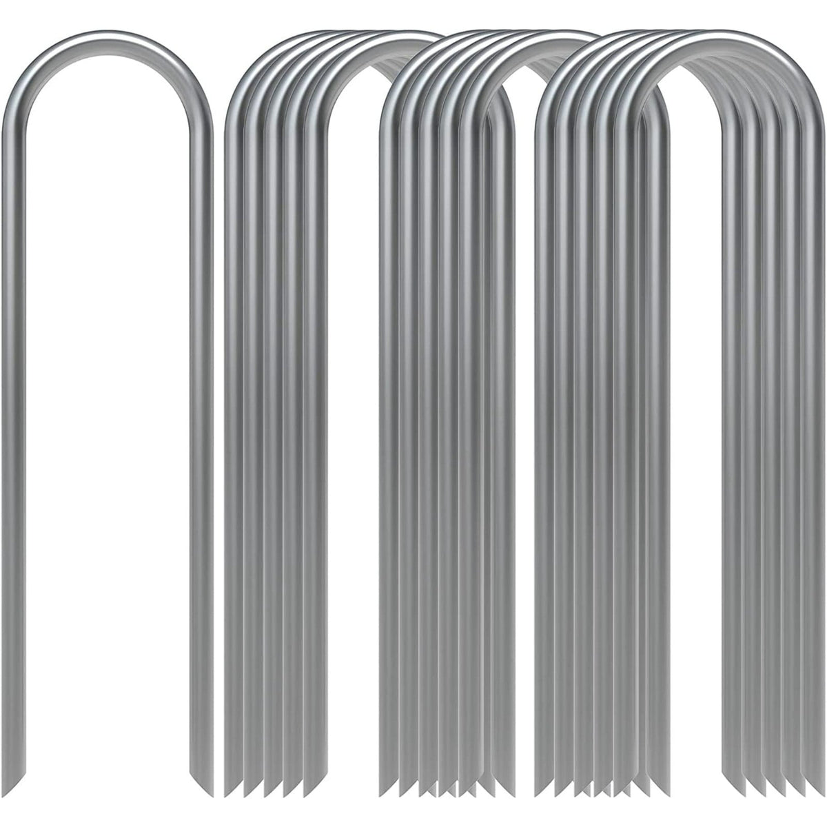Landscape Staples, Galvanized Garden Stakes, 11 Gauge Heavy Duty U-Shaped Ground Stakes for Weed Barrier Fabric, Irrigation Tubing, Fence, Outdoor Decorations, 16 Pcs, 6.0x1.5 6.0" x 1.5" Silver