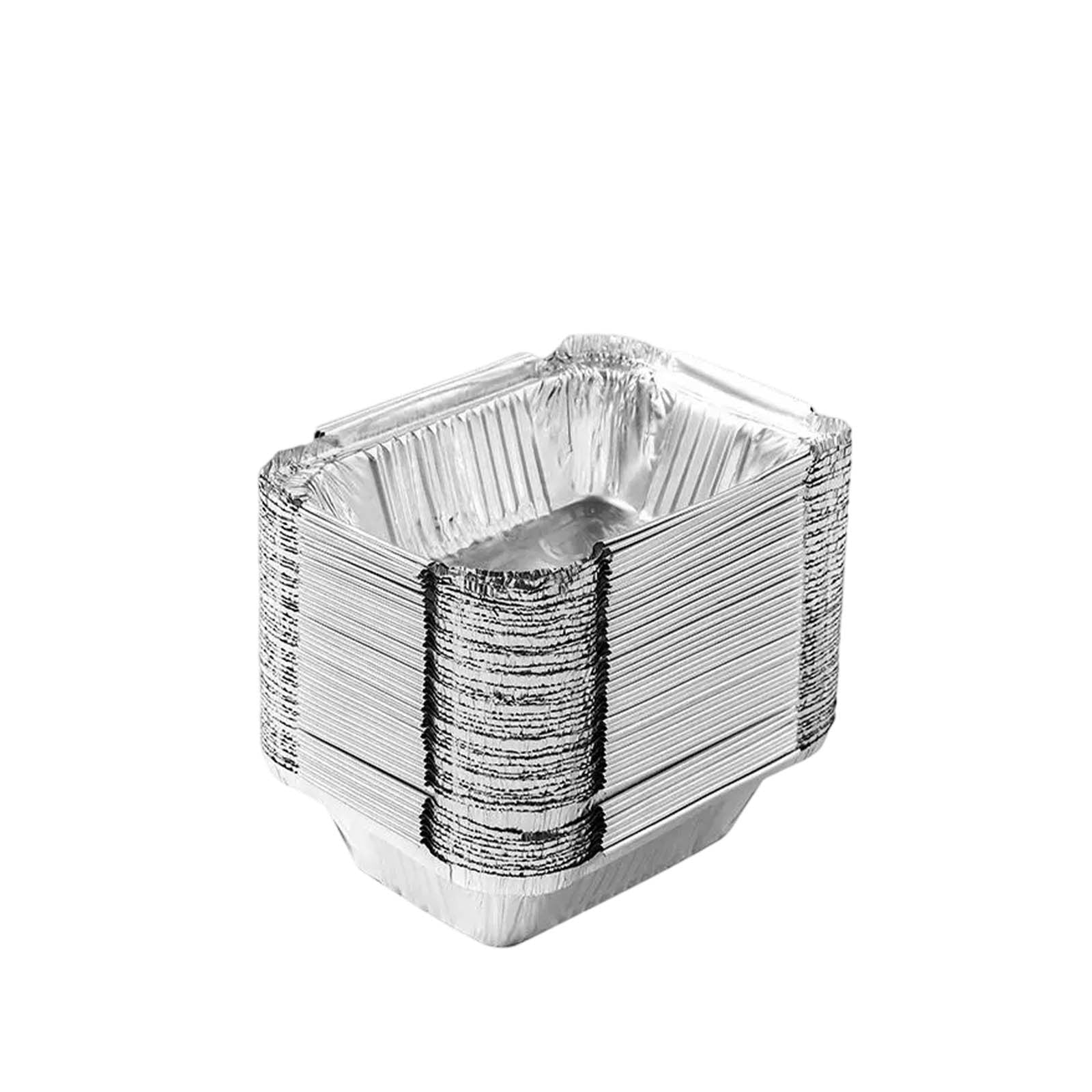 50 Pcs Disposable Aluminum Baking Pans,Rectangular Foil Trays for Grilling and Baking,Oven-Safe and Eco-Friendly,Perfect for Brownies,Lasagna,or Outdoor BBQ,No Cleanup Needed. 50pcs 230ML