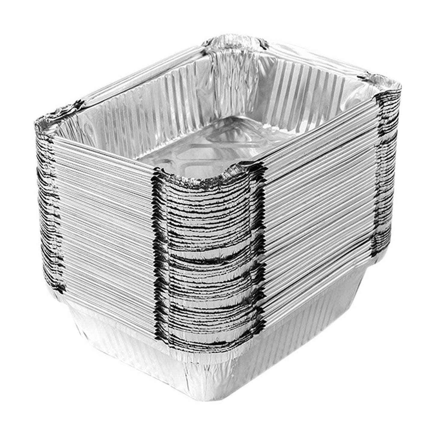 50 Pcs Disposable Aluminum Baking Pans,Rectangular Foil Trays for Grilling and Baking,Oven-Safe and Eco-Friendly,Perfect for Brownies,Lasagna,or Outdoor BBQ,No Cleanup Needed. Silver