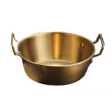 Stainless Steel Soy Sauce Dishes,Sauce Dish Metal Popcorn Pot reusable,Golden Dipping Bowl with Handle Individual Round Seasoning Bowls Serving Dishes for Sushi,Side Dishes,Dessert,Tomato Sauce gold 17cm