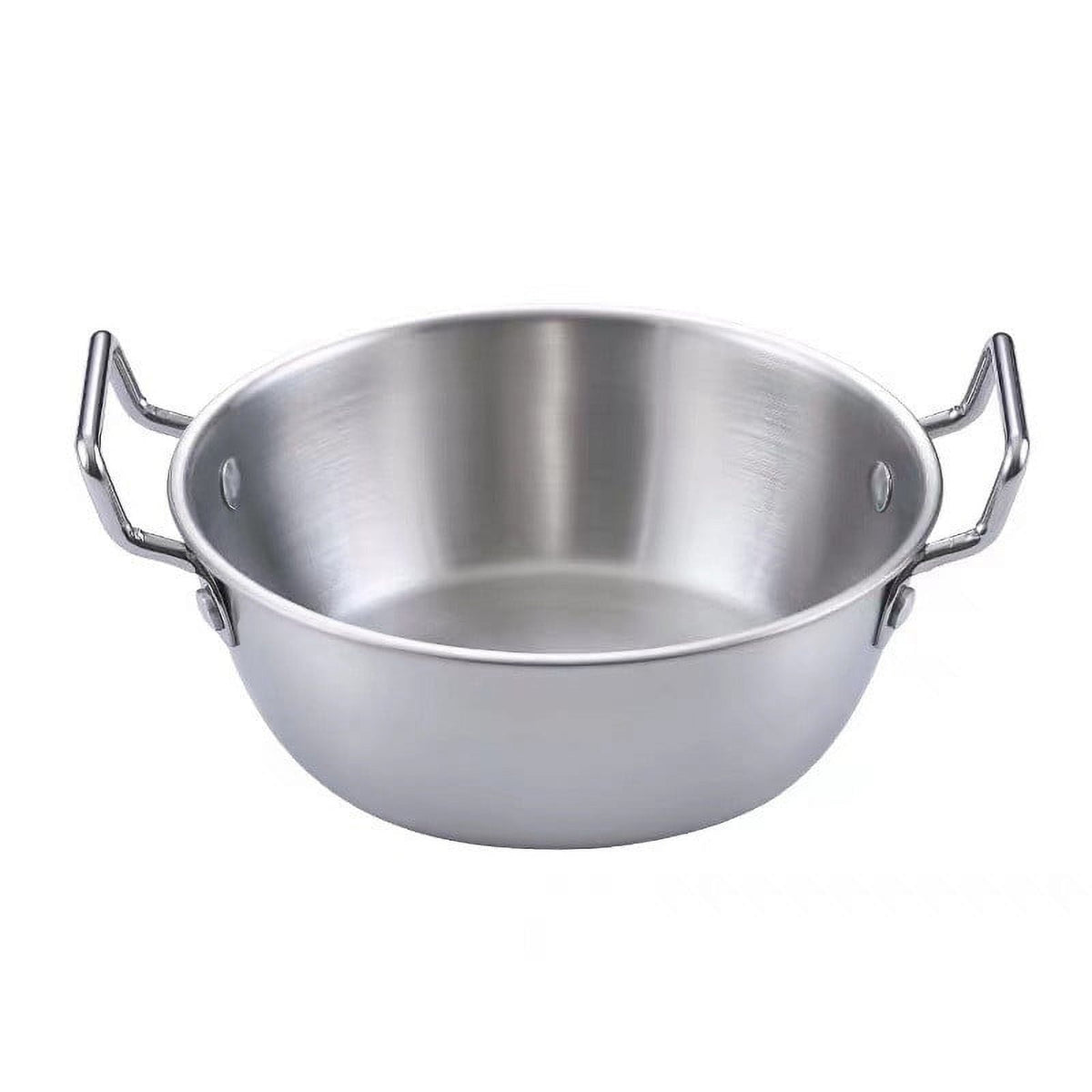 Stainless Steel Soy Sauce Dishes,Sauce Dish Metal Popcorn Pot reusable,Golden Dipping Bowl with Handle Individual Round Seasoning Bowls Serving Dishes for Sushi,Side Dishes,Dessert,Tomato Sauce silvery 17cm
