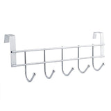 Over The Door Hooks, Door Hanger, Over The Door Towel Rack, Door Coat Towel Hanger Door Coat Rack, No Drilling Metal Hanger with 5 Hooks for Hanging Clothes, Jacket, Hats, 1 Pcs, 9.7x3.5x0.8 9.84" x 3.54" Silver