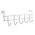 Over The Door Hooks, Door Hanger, Over The Door Towel Rack, Door Coat Towel Hanger Door Coat Rack, No Drilling Metal Hanger with 5 Hooks for Hanging Clothes, Jacket, Hats, 1 Pcs, 9.7x3.5x0.8 17.71" x 11.02" Silver