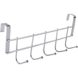 Over The Door Hooks, Door Hanger, Over The Door Towel Rack, Door Coat Towel Hanger Door Coat Rack, No Drilling Metal Hanger with 5 Hooks for Hanging Clothes, Jacket, Hats, 1 Pcs, 9.7x3.5x0.8 9.7" x 3.5" x 1.4" White