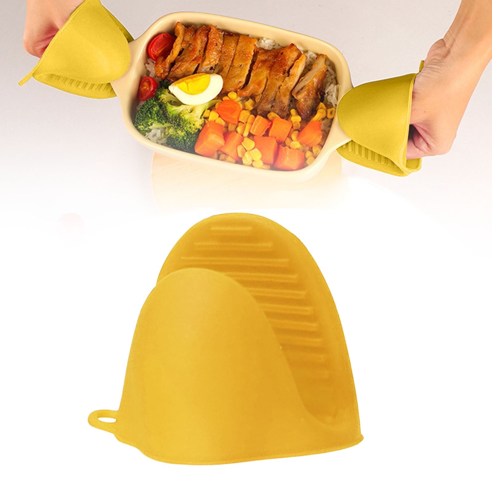 Oven Mitts Heat Resistant, Mini Oven Mitts, Mini Silicone Oven Gloves,Pinch Grips Mitts Potholder for Kitchen Cooking & Baking, 1 Pcs, 3.93x3.35 3.93" x 3.35" Yellow