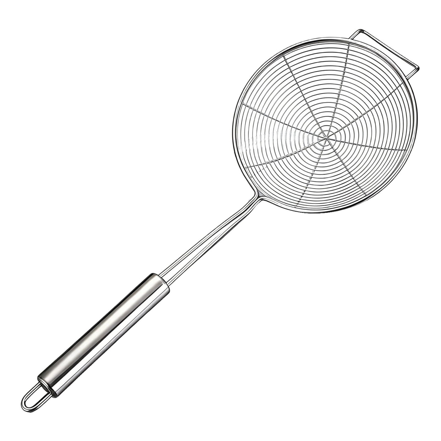 Strainer Spider Skimmers for Kitchen Cooking and Frying Food, Stainless Steel Slotted Spoon Pasta Strainers Tomato Food Strainer Skimmer Ladle For Pasta, 1 Pcs, 15.94x6.3 15.94" x 6.3" Silver