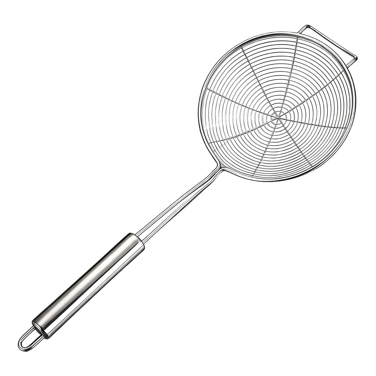 Strainer Spider Skimmers for Kitchen Cooking and Frying Food, Stainless Steel Slotted Spoon Pasta Strainers Tomato Food Strainer Skimmer Ladle For Pasta, 1 Pcs, 15.94x6.3 17.72" x 7.87" Silver