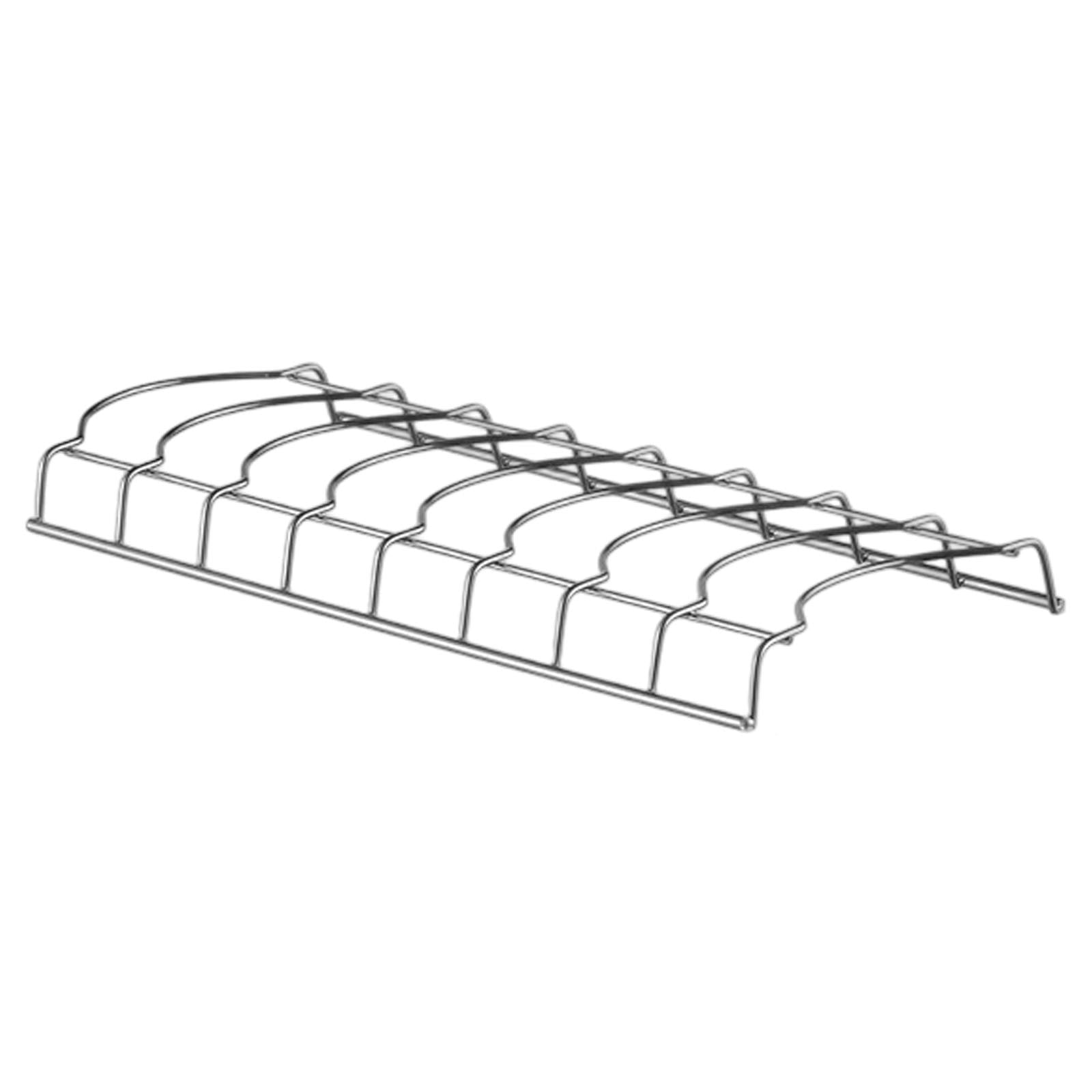 Metal 8-tier pot lid organizer rack for cabinets and pantries.