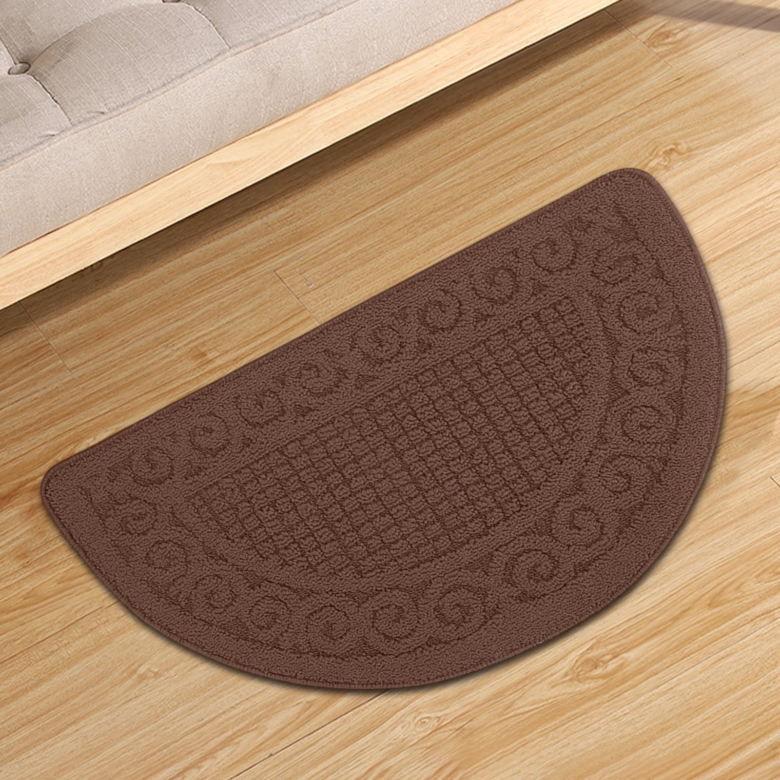 Entrance Semicircular Floor Mat,Non-Slip Outdoor and Indoor Carpet with Moisture-Proof Backing,Durable Polyester Fabric for Safety and Warmth,Ideal for Doorways,Bathrooms,and Home Entryways Coffee