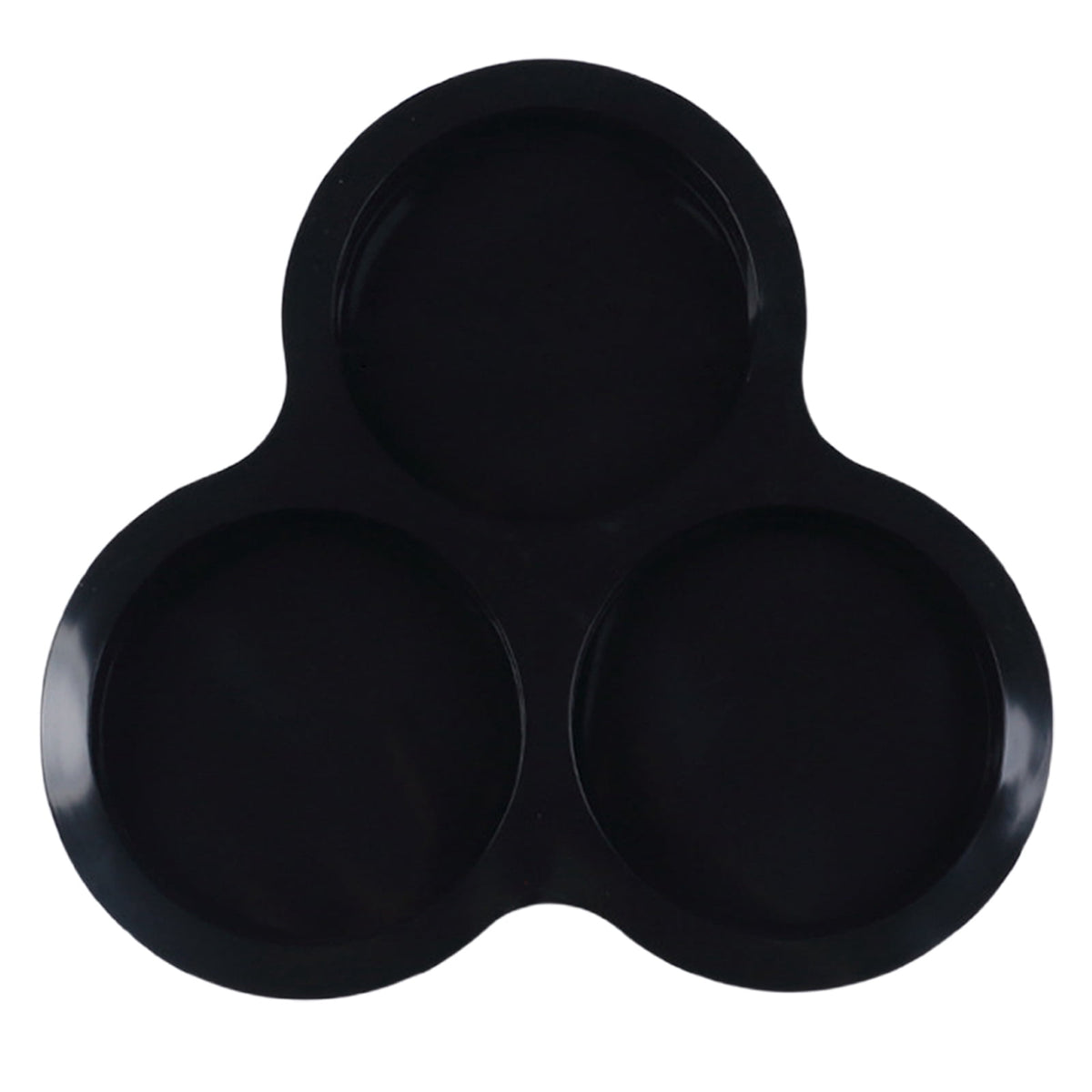Dark gray 3-cavity round silicone baking tray