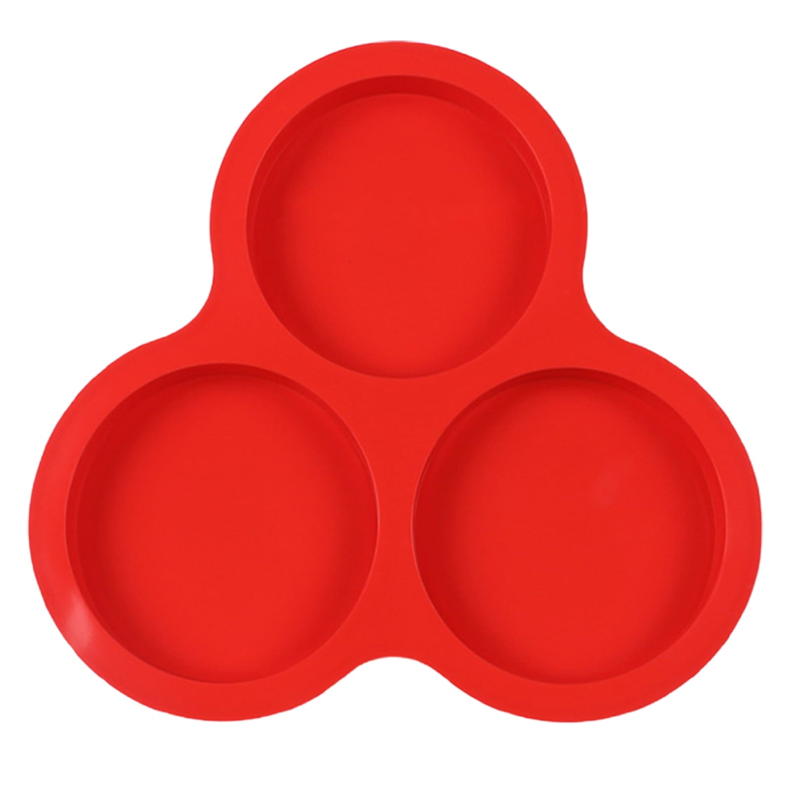 1 Pcs Silicone Egg Cups for Air Fryer,3-Cavity Cupcake Baking Tray,Round Silicone Baking Tools,Round Silicone Ramekins,for Sandwiches,Non-Stick Tray for Baking Accessories,(Dark Gray,9.06x8.46 in) Red