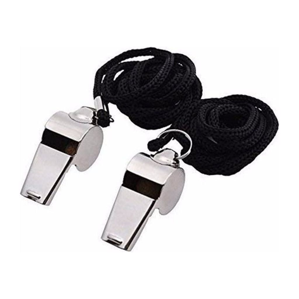 Stainless Steel Metal Referee Whistle with Lanyard,Crisp Sound for Sports and escuela,Durable and Portable for Coaches and Referees,Includes 2 Whistles for Soccer and Basketball