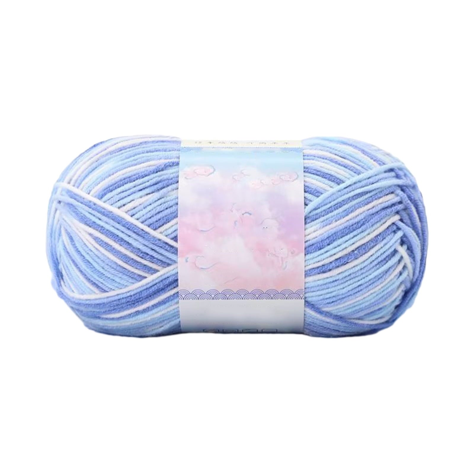 Milk Cotton Tie-Dye Yarn for Knitting and Crochet,130m Multicolor Gradient Wool,Soft and Durable for Blankets and Crafts,Versatile Use for DIY Projects and Creative Knitting Blue