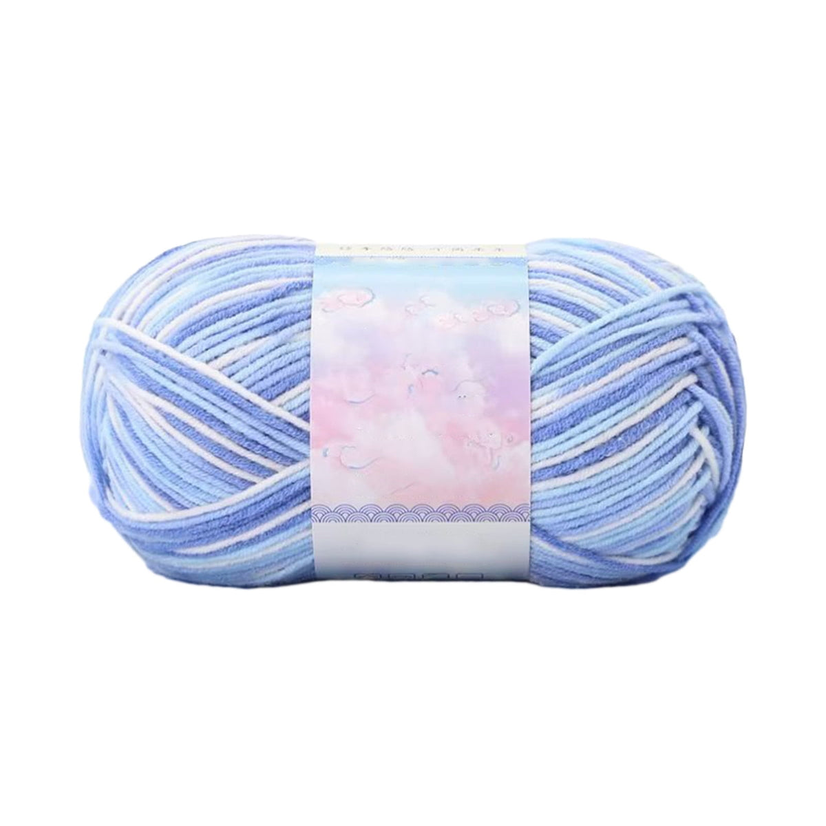 Milk Cotton Tie-Dye Yarn for Knitting and Crochet,130m Multicolor Gradient Wool,Soft and Durable for Blankets and Crafts,Versatile Use for DIY Projects and Creative Knitting Blue