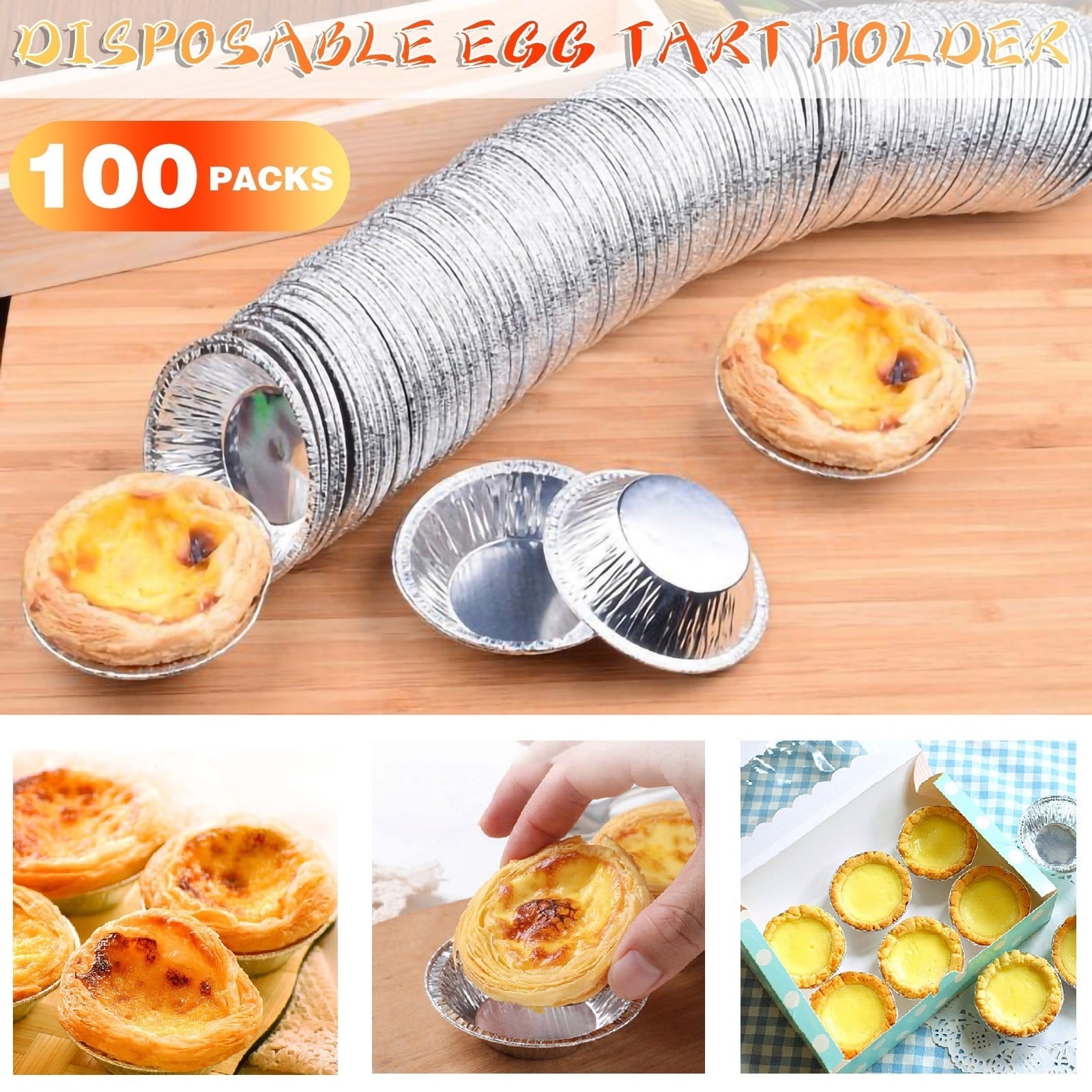 100 PCS Disposable Aluminum Foil Baking Cups,7x4x2cm Muffin and Cookie Molds,Oven Safe and No Cleaning Needed,Perfect for Cupcakes,Tartlets,and Party Treats,Convenient and Hygienic