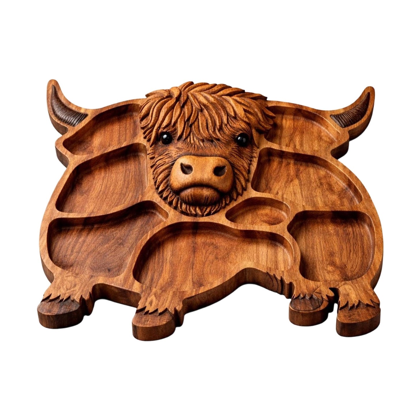 Highlands Cow Wooden Charcuterie Board,Unique Serving Tray for Cheese and Snacks,Decorative Farmhouse Centerpiece and Wall Art,Handcrafted Durable Platter for Entertaining and Gifting A