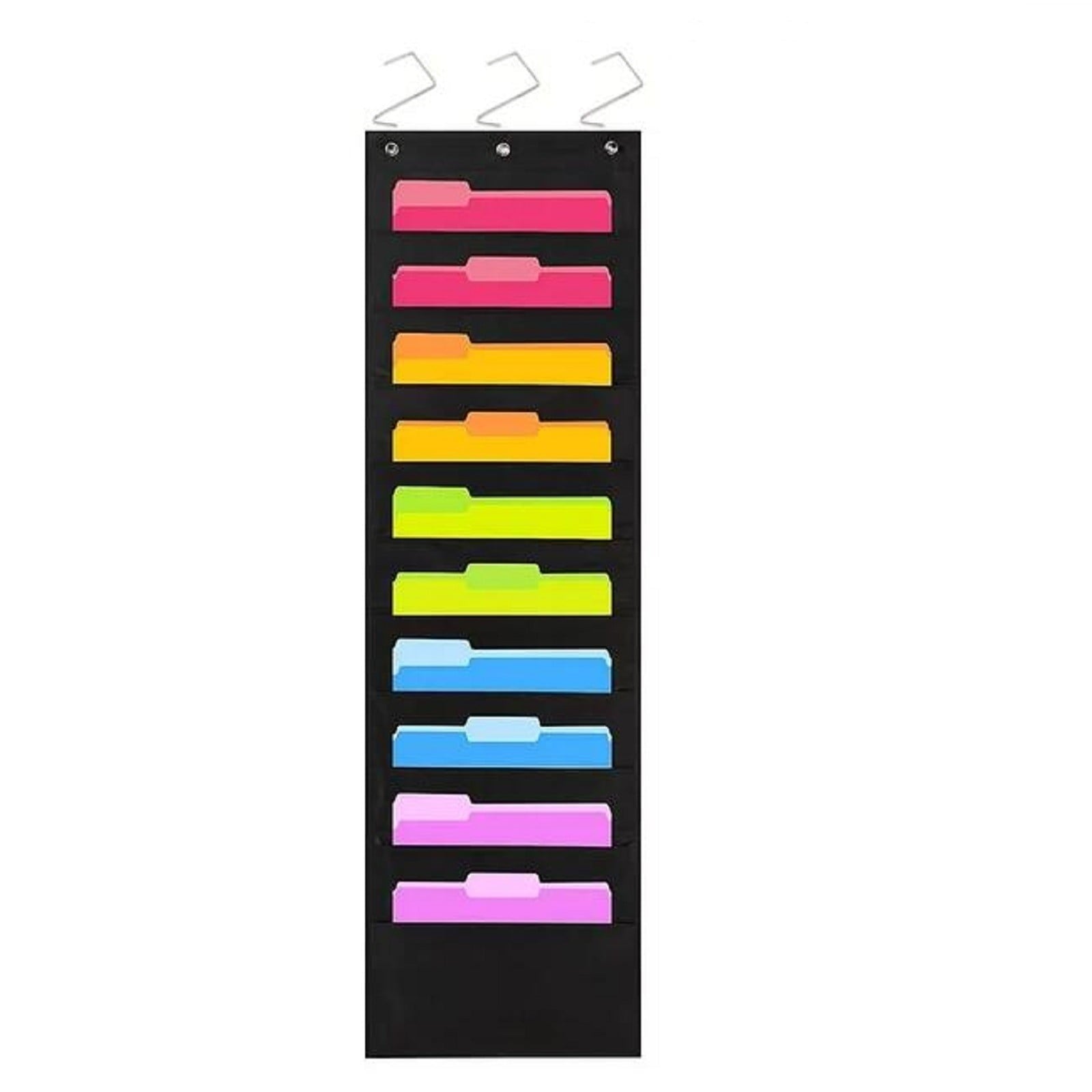 Black 10-pocket hanging wall file organizer