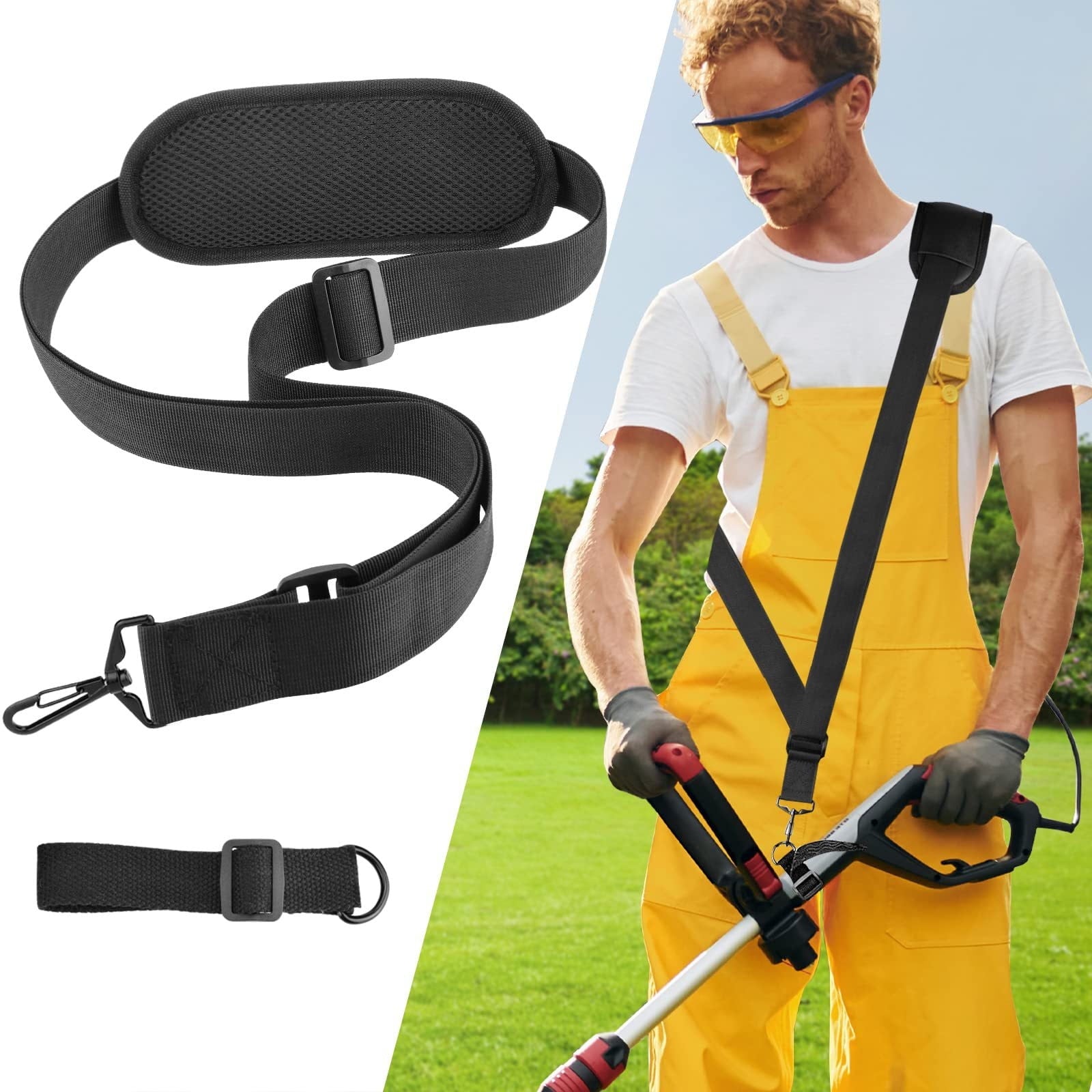 CCMAOLU Trimmer Shoulder Strap Harness,Heavy Duty Adjustable Straps with Upgraded Metal Clasp,Compatible with EGO String Trimmer & Leaf Blower,Lawn Mowing Accessories for Comfort & Balance