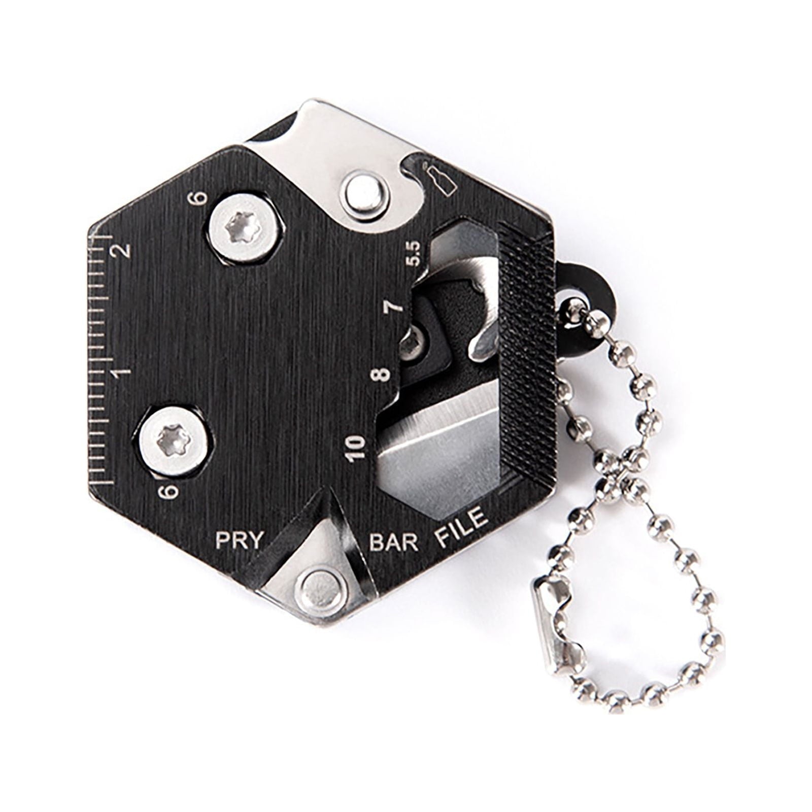 CCMAOLU Hexagonal Multitool Keychain,Portable Pocket Tool with Folding Cutter,Screwdriver Set,Bottle Opener for Outdoor Hiking,Camping,Emergency Seat Belt Cutter,Small Fashion Keychain Tool