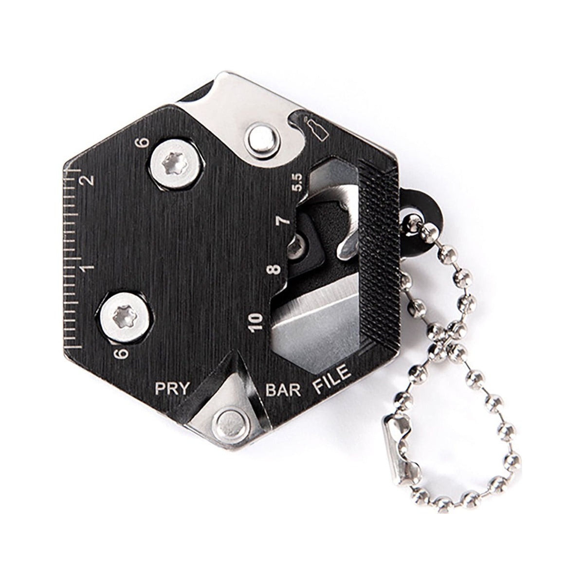 CCMAOLU Hexagonal Multitool Keychain,Portable Pocket Tool with Folding Cutter,Screwdriver Set,Bottle Opener for Outdoor Hiking,Camping,Emergency Seat Belt Cutter,Small Fashion Keychain Tool